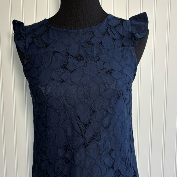 Monteau Lace Dress Short Navy Blue Womens Size Small Lined - Picture 2 of 15